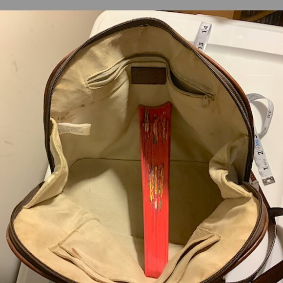 Talbots brown & cream leather and canvas bag - with detachable shoulder strap - Picture 13 of 15